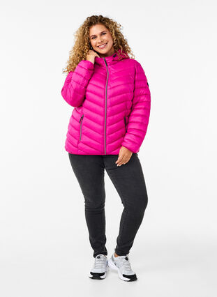 ZizziLeichte Jacke mit Kapuze, Fuchsia Red, Model image number 2