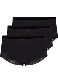 3er Pack Hipster-Panties mit Spitzenbündchen