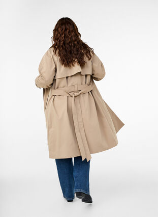 ZizziKlassischer langer Trenchcoat mit Gürtel, Chinchilla, Model image number 1