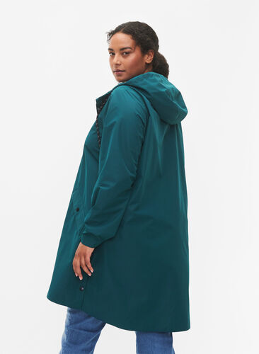 ZizziRegenjacke mit Taschen und Kapuze, Deep Teal, Model image number 1