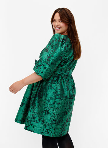 ZizziKurzes Wrap-Kleid mit 3/4-Ärmeln, Green , Model image number 1