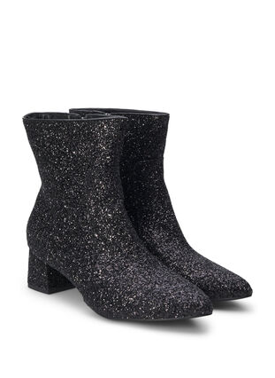 ZizziExtra-Weite – Glitzer-Stiefelette, Black, Packshot image number 1