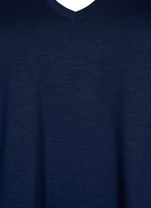 Zizzi Kurzärmeliges Basic T-Shirt mit V-Ausschnitt, Navy Blazer, Packshot image number 2
