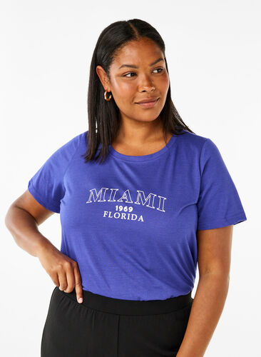 ZizziFLASH - T-Shirt mit Motiv, Royal Blue Miami, Model image number 0