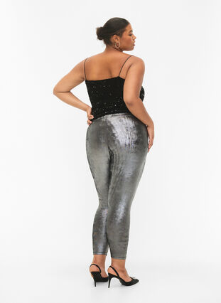 ZizziSilberne Leggings mit hoher Taille, Dark Silver, Model image number 1