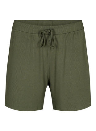 Zizzi Lockere Shorts aus Viskose mit Ripp, Thyme, Packshot image number 0