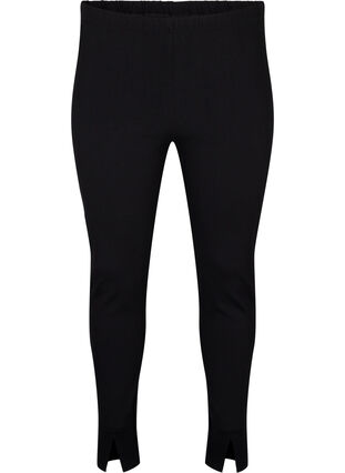 ZizziViskose-Leggings mit Schlitzen vorne, Black, Packshot image number 0