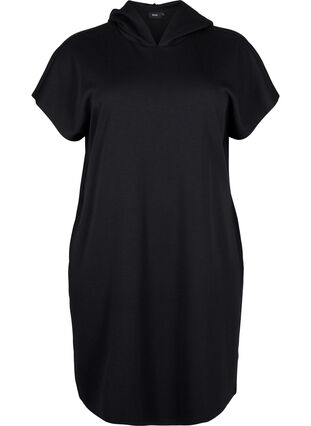 Zizzi Sweatshirtkleid mit kurzen Ärmeln aus Modal-Mix, Black, Packshot image number 0