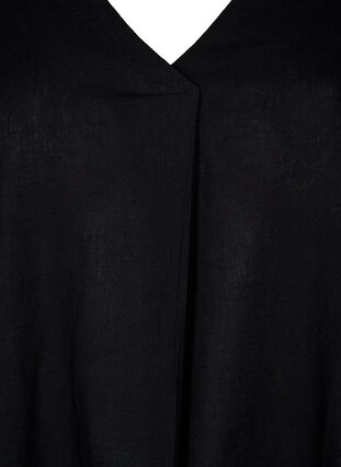 Zizzi Kaftan-Kleid aus Baumwollmischung mit Leinen, Black, Packshot image number 2
