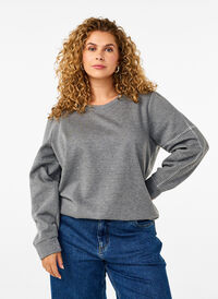 Sweatshirt mit Kontrastnähten, Medium Grey Mél, Model