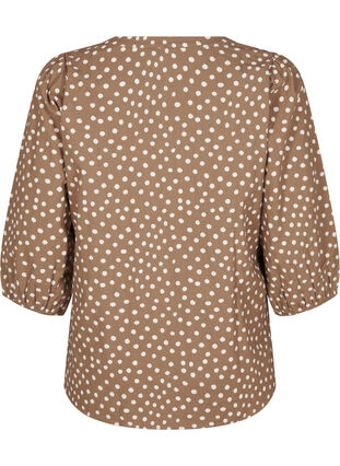 ZizziGepunktete Baumwollbluse mit 3/4-Arm, Coca Mocha Dot , Packshot image number 1