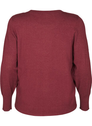 ZizziFLASH – Strickpullover mit Rundhalsausschnitt, Merlot Mel., Packshot image number 1