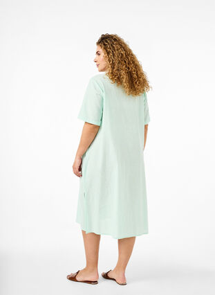 ZizziKaftan-Kleid aus Baumwollmischung mit Leinen, Brook Green, Model image number 1