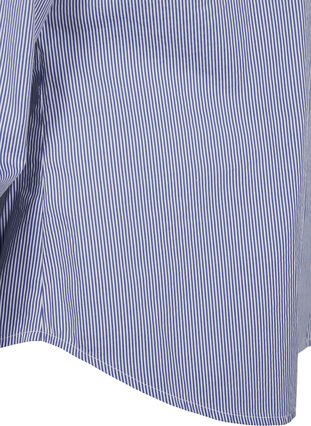 Zizzi Hemdbluse aus Bio-Baumwolle mit Perlenstickerei, Blue White Stripe, Packshot image number 3