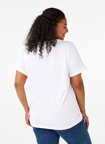 ZizziT-Shirt aus Bio-Baumwolle mit Print, Bright White Printet, Model image number 1