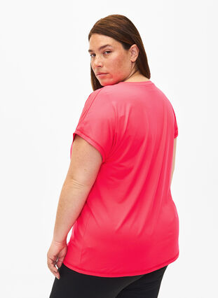 Zizzi Kurzärmeliges Trainings-T-Shirt, Neon Diva Pink, Model image number 1