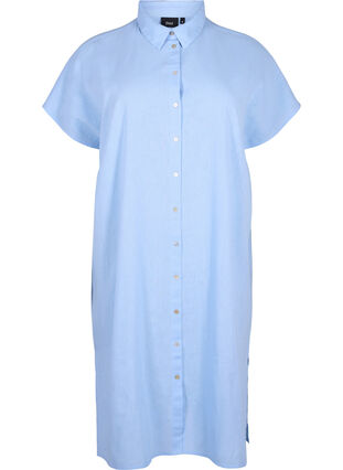 Zizzi Langes Hemd aus Baumwollmischung mit Leinen, Serenity, Packshot image number 0