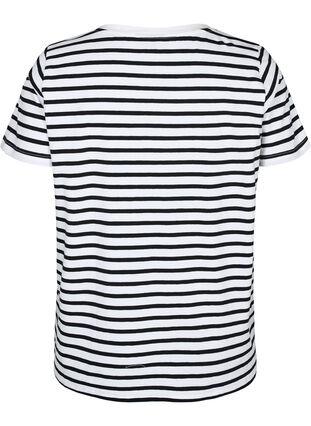 ZizziBaumwoll-T-Shirt mit Streifen und V-Ausschnitt, B. White/Bl. Stripes, Packshot image number 1