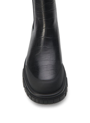 ZizziExtra-Weite – Croco Chelsea-Stiefel aus Leder, Black, Packshot image number 3