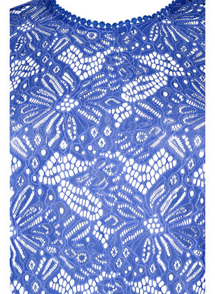 Zizzi Spitzenbluse mit Rundhalsausschnitt und langen Ärmeln, Dazzling Blue, Packshot image number 2