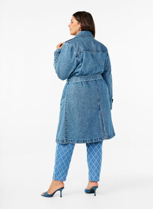 ZizziDenim-Trenchcoat mit Gürtel, Blue Denim, Model image number 2