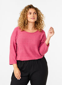 Bluse mit 3/4-Ärmeln und Streifenmuster, Malaga Mel., Model