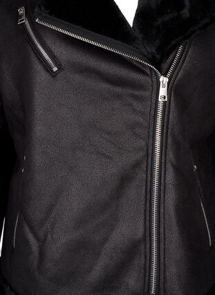 ZizziPilotenjacke aus Kunstleder, Black, Packshot image number 3