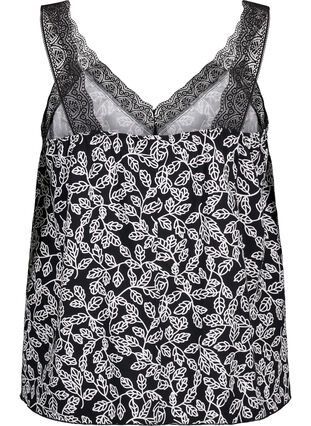 ZizziSpitzentop aus Viskose, Black w. Wh.Leaf AOP, Packshot image number 1