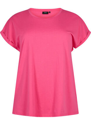 Zizzi Kurzärmeliges T-Shirt aus einer Baumwollmischung, Raspberry Sorbet, Packshot image number 0