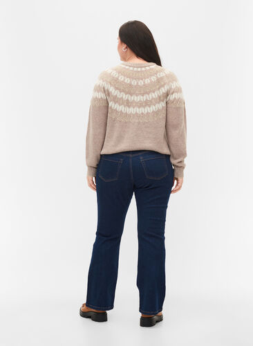 ZizziEllen Bootcut-Jeans mit hoher Taille., Unwashed, Model image number 1