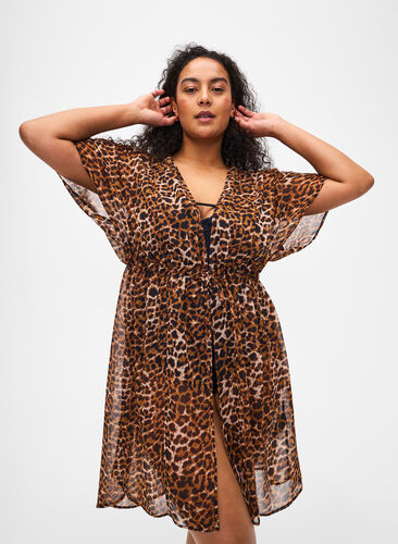 ZizziStrand-Kimono mit Druck, Leopard, Model image number 0