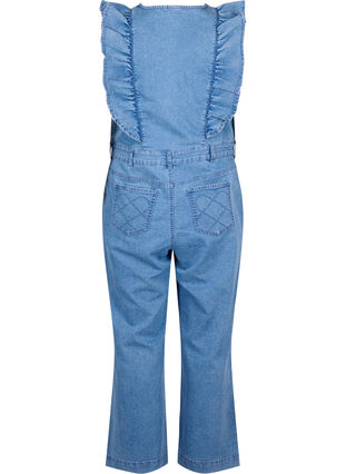 Zizzi Denim-Jumpsuit mit Rüschen, Light Blue Denim, Packshot image number 1