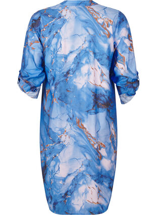 ZizziHemdkleid aus Viskose mit Marmordruck, Palace Blue AOP, Packshot image number 1