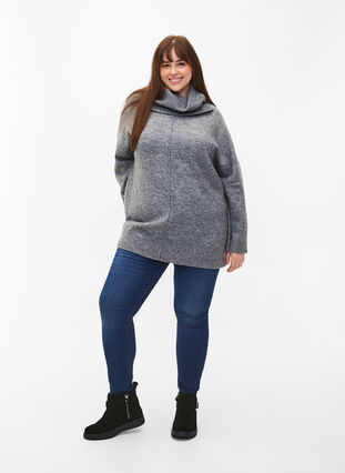 ZizziMelange-Strickpullover mit Rollkragen, Medium Grey Melange, Model image number 2