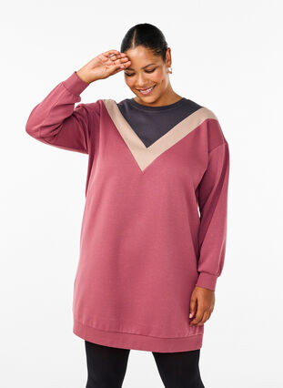 ZizziLanges Sweatshirt mit Farbblock, Rose B. Color Block, Model image number 0