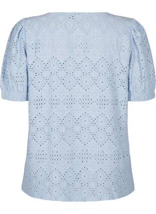 Zizzi Kurzärmelige Bluse mit Lochmuster, Cashmere Blue, Packshot image number 1