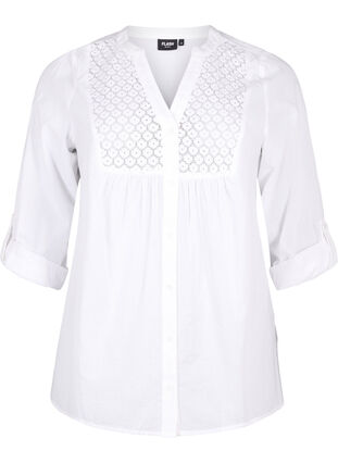 Zizzi FLASH - Shirt mit Häkeldetail, Bright White, Packshot image number 0