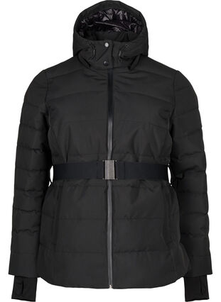 ZizziSki-Jacke mit Kapuze und Gürtel, Black, Packshot image number 0