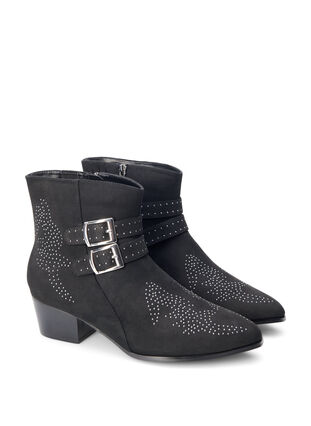 ZizziExtra-Weite - Stiefelette mit Nieten und Schnallen, Black, Packshot image number 1