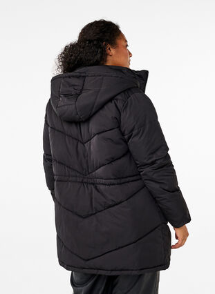 ZizziMittellange Pufferjacke mit Kapuze, Black, Model image number 1