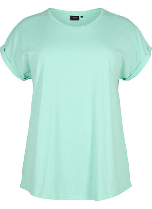 Zizzi Kurzärmeliges T-Shirt aus einer Baumwollmischung, Cabbage, Packshot image number 0