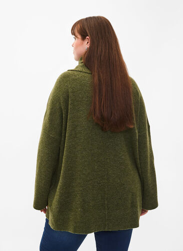 ZizziMelange-Strickpullover mit Rollkragen, Winter Moss Mel., Model image number 1