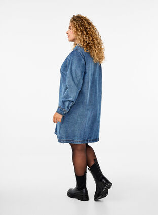 ZizziKurzes Jeanskleid in A-Linie mit langen Ärmeln, Blue Denim, Model image number 1