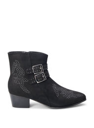 Extra-Weite - Stiefelette mit Nieten und Schnallen, Black, Packshot