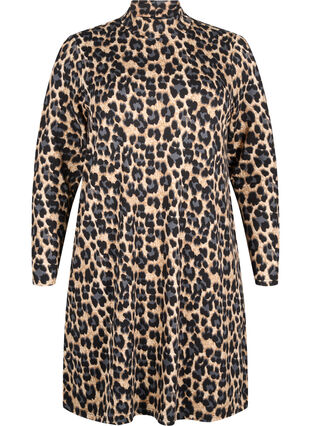 ZizziFLASH – Langärmeliges Kleid mit Rollkragen, Leopard Print, Packshot image number 0