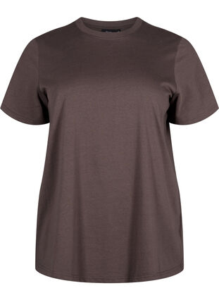 Zizzi Basic-T-Shirt aus Baumwolle mit Rundhalsausschnitt, Chocolate Martini, Packshot image number 0
