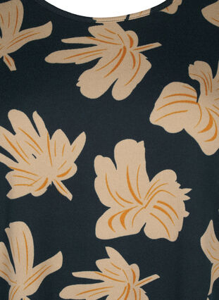 Zizzi Bluse mit Blumenmuster und langen Ärmeln, Scarab Big FlowerAOP, Packshot image number 2