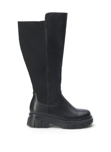 ZizziExtra-Weite - Hoher Stiefel mit Gummizug und Reißverschluss, Black, Packshot image number 0