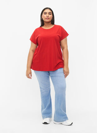 Zizzi Kurzärmeliges T-Shirt aus einer Baumwollmischung, Tango Red, Model image number 2