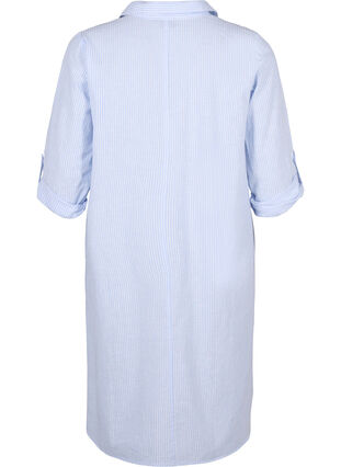 Zizzi Gestreiftes Kleid aus Baumwolle und Leinen, Serenity Wh. Stripe, Packshot image number 1